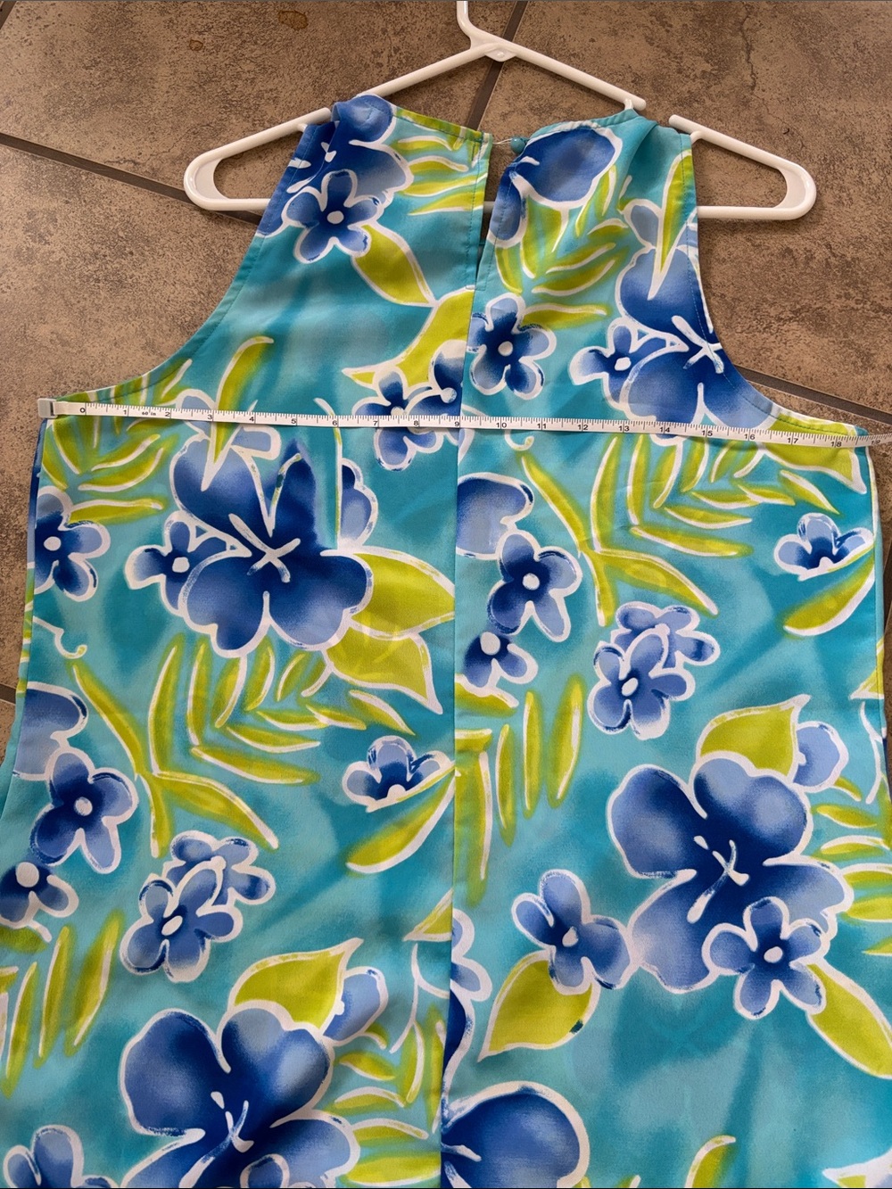 California Concepts Tropical Blue Floral Sleeveless Shift Dress - Picture 4 of 5